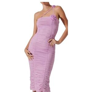 Astr Lilac One-Shoulder Dress